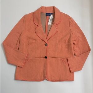 Pendleton 2X Plus Cotton Knit Coral Pink Structured Blazer Jacket NWT
